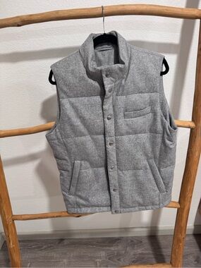 Suitsupply Gray Wool Blend Down Puffer Vest XL